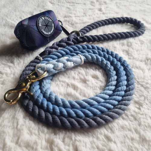 Hand-dyed Rope Leash (Blue)