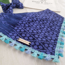 Butterfly Pea Blue Dog Bandana with Ombre Tassels